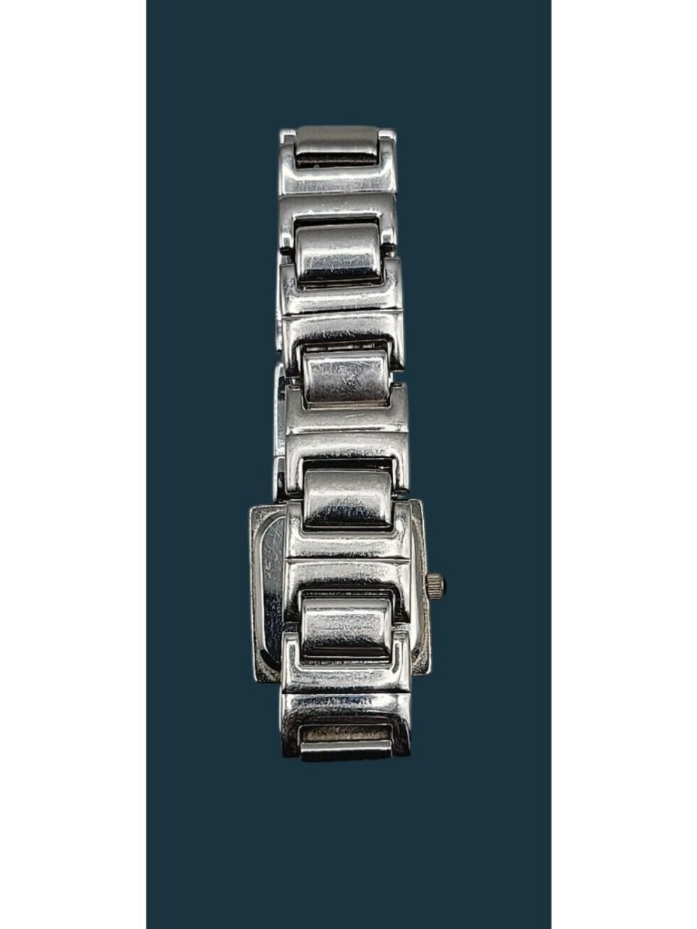 Vintage Android USA OKO Designs Square Silver Tone Women's Watch 22mm 6.5" 1990s - Picture 5 of 16